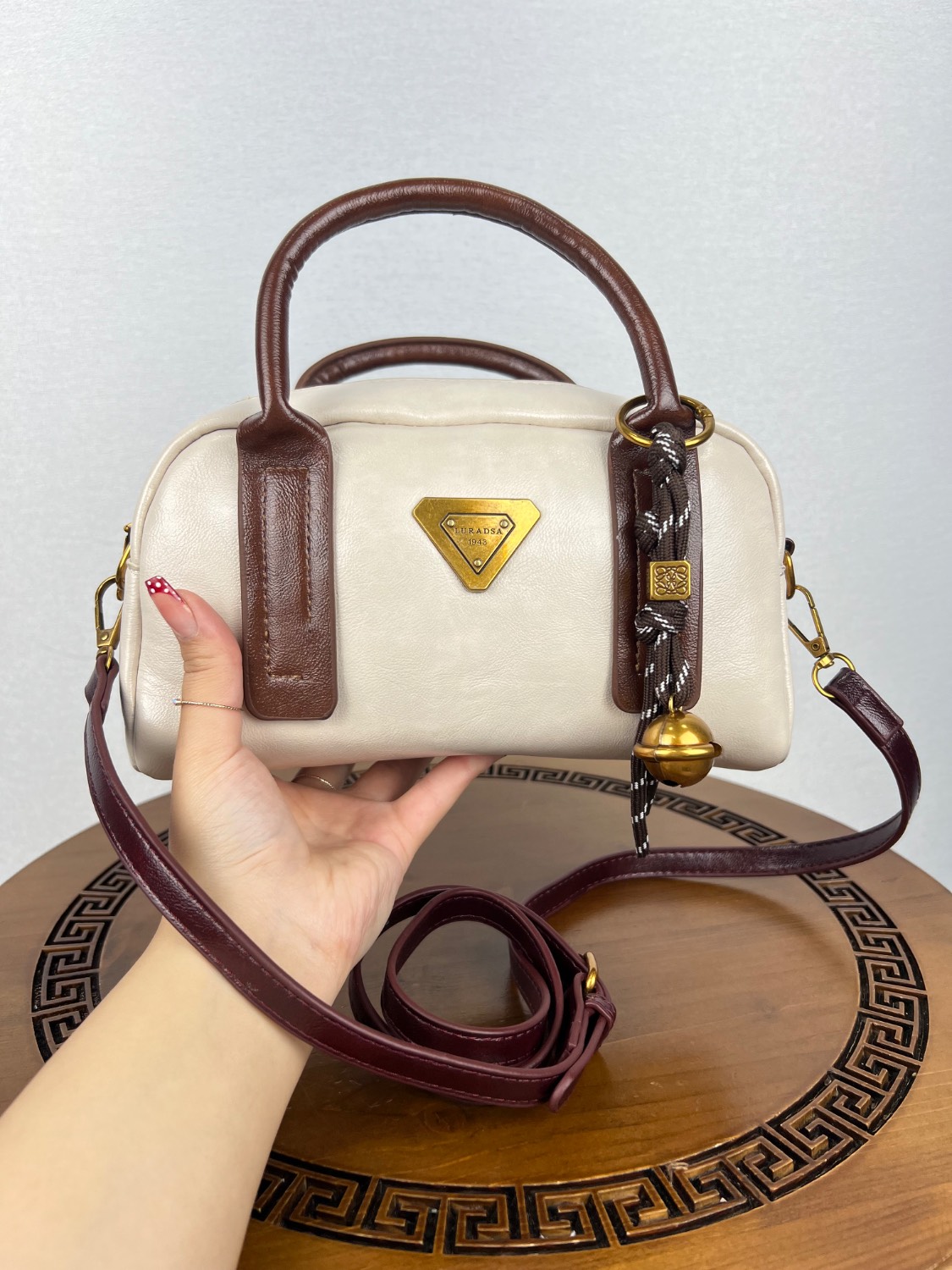 کیف LURADSA رنگ کرم و قهوه ای - Image 2