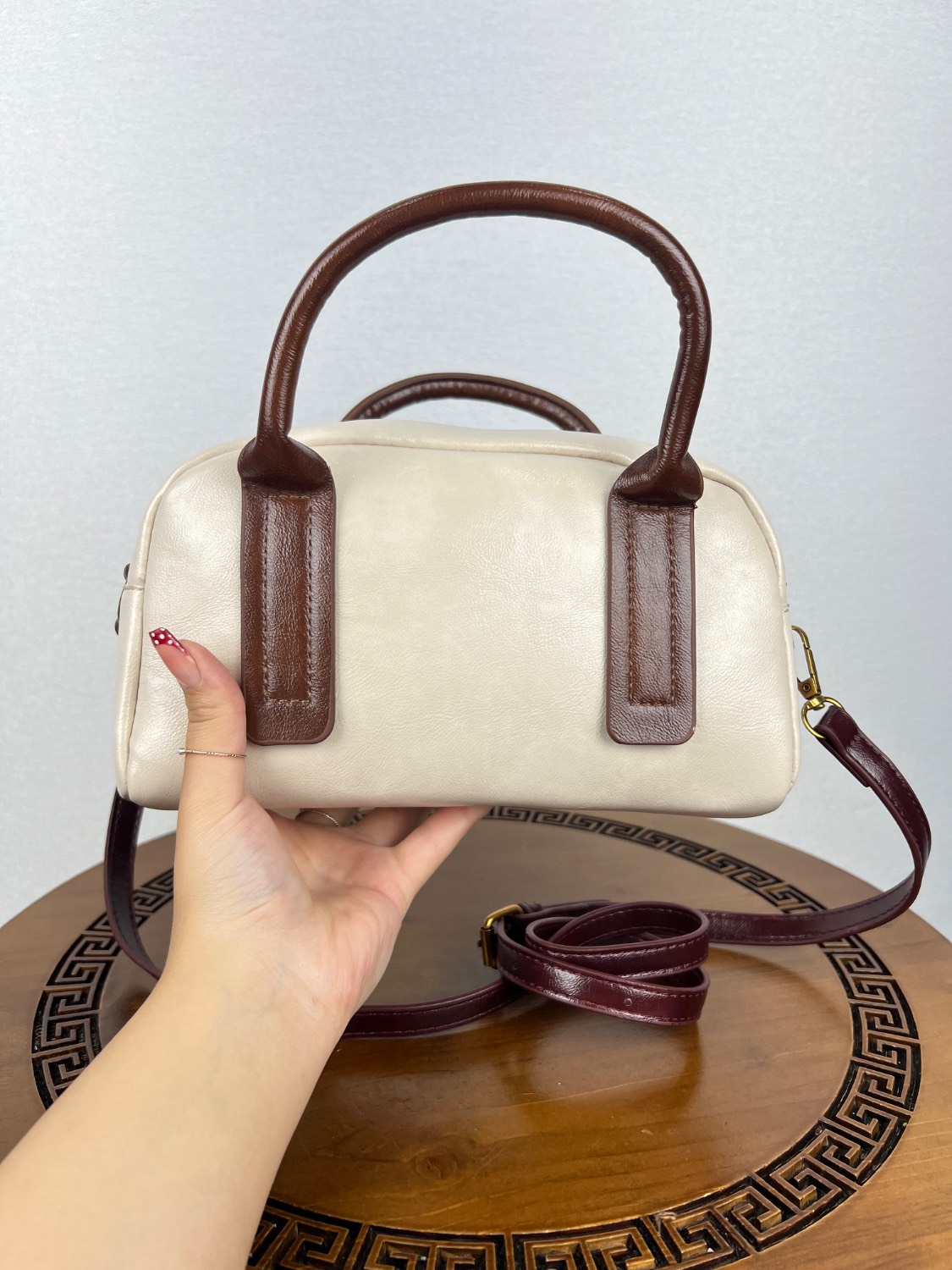 کیف LURADSA رنگ کرم و قهوه ای - Image 3