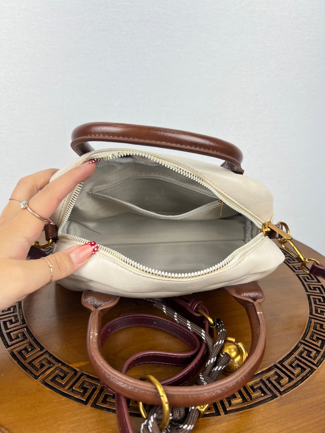 کیف LURADSA رنگ کرم و قهوه ای - Image 6