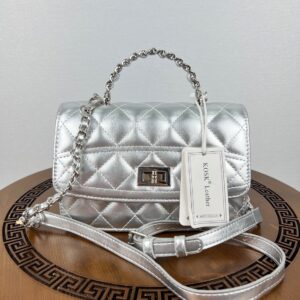 کیف برند KOSK Leather رنگ نقره ای